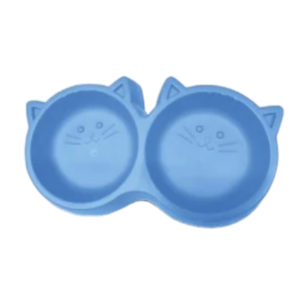 Plato Doble Para Mascotas Antideslizante con Diseño de Gatitos