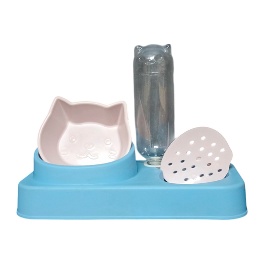 Plato para Gato doble con dispensador de agua por gravedad 500ml