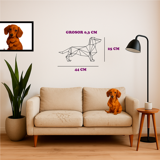 Cuadro de Perro Salchicha Geométrico