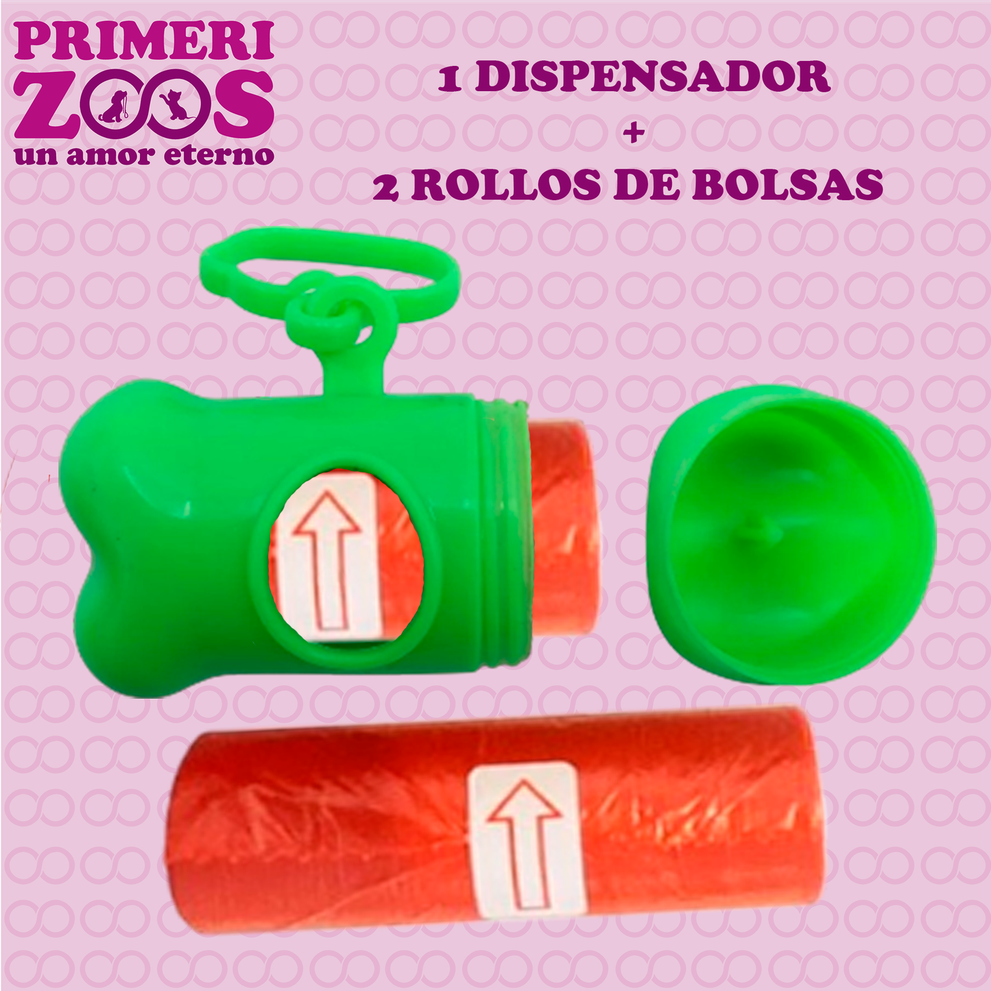 Dispensador de Bolsas para Desechos Forma Hueso + 2 Rollos (30 Bolsas)