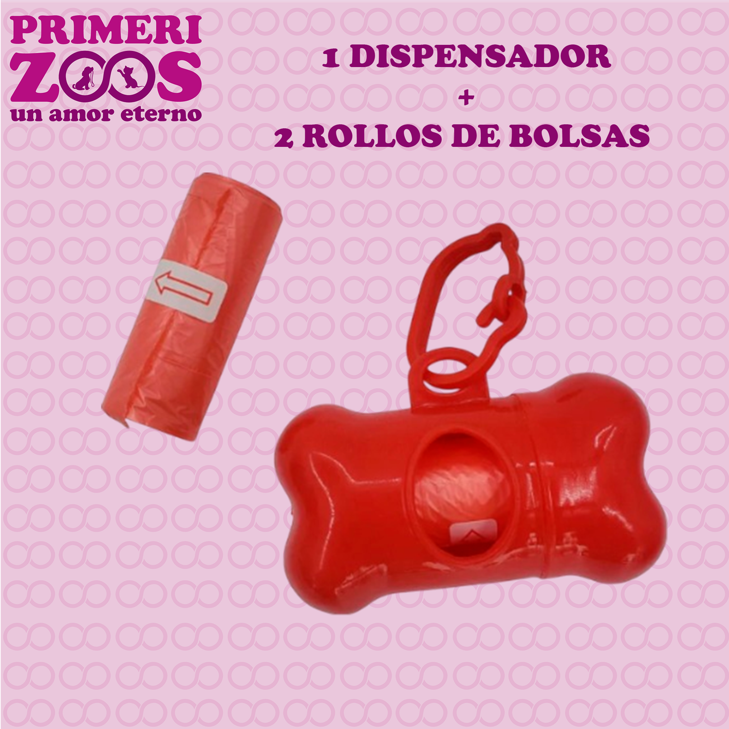 Dispensador de Bolsas para Desechos Forma Hueso + 2 Rollos (30 Bolsas)