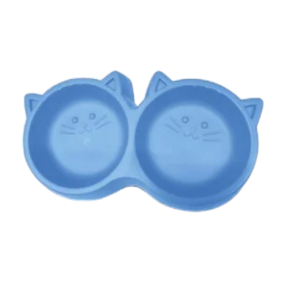 Plato Doble Para Mascotas Antideslizante con Diseño de Gatitos