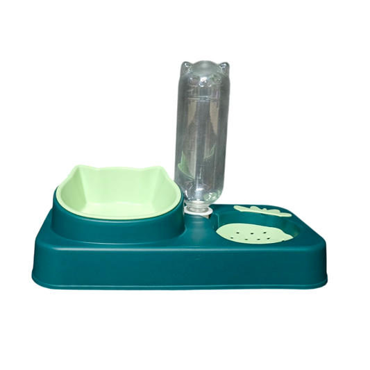 Plato para Gato doble con dispensador de agua por gravedad 500ml