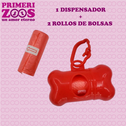 Dispensador de Bolsas para Desechos Forma Hueso + 2 Rollos (30 Bolsas)
