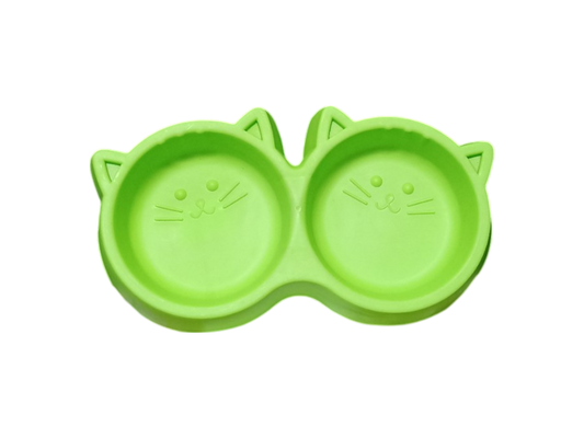 Plato Doble Para Mascotas Antideslizante con Diseño de Gatitos