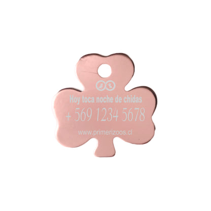 Placa de identificación Personalizable Trébol Incluye Grabado